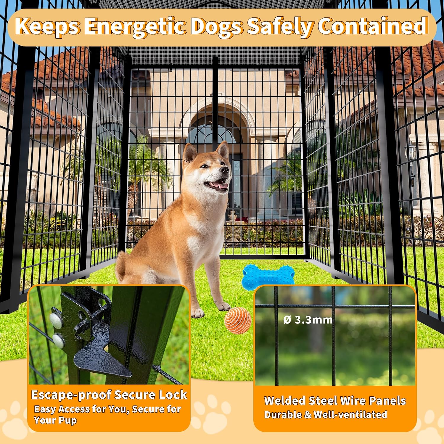 Heavy-Duty Dog Kennel with Roo - Feeding review and price